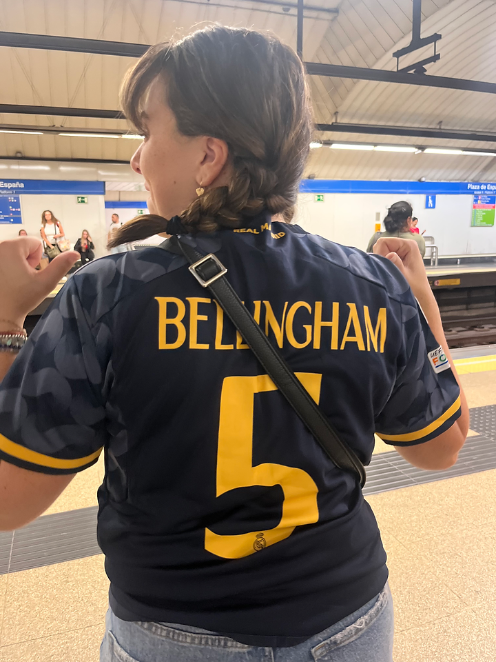 A knock-off jersey the author bought in the metro before her first Real Madrid match. 