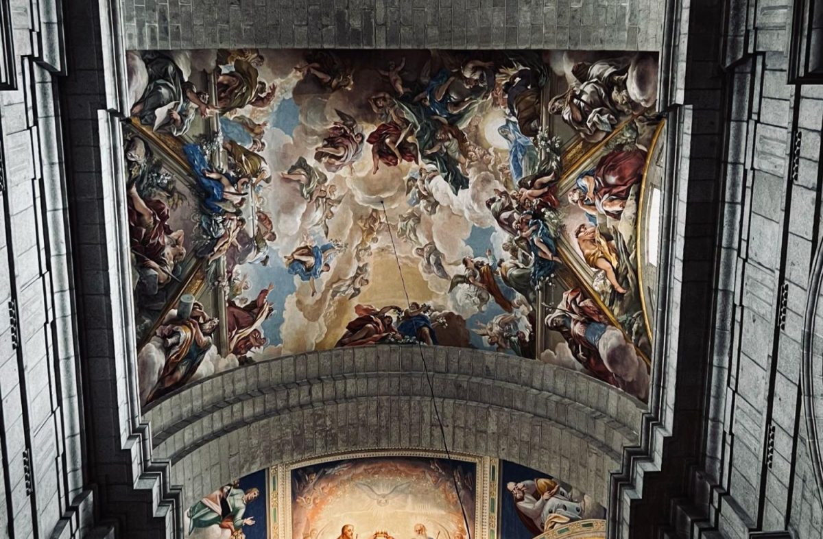 One of the many frescos that adorn the 16th-century El Escorial, the latest destination of the SLU-Madrid History Club. 