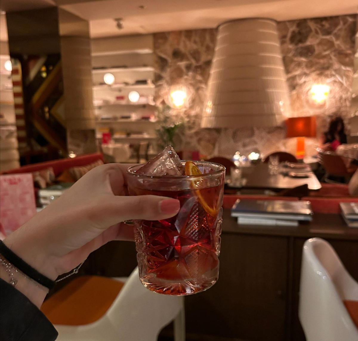 The Negroni at Le Club Sushita in Madrid. Instead of traveling across Europe, the writer enjoyed a staycation with her sister.