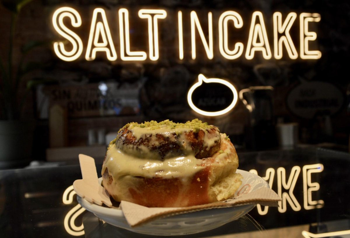 A pistachio flavored cinnamon roll at Salt in Cake.