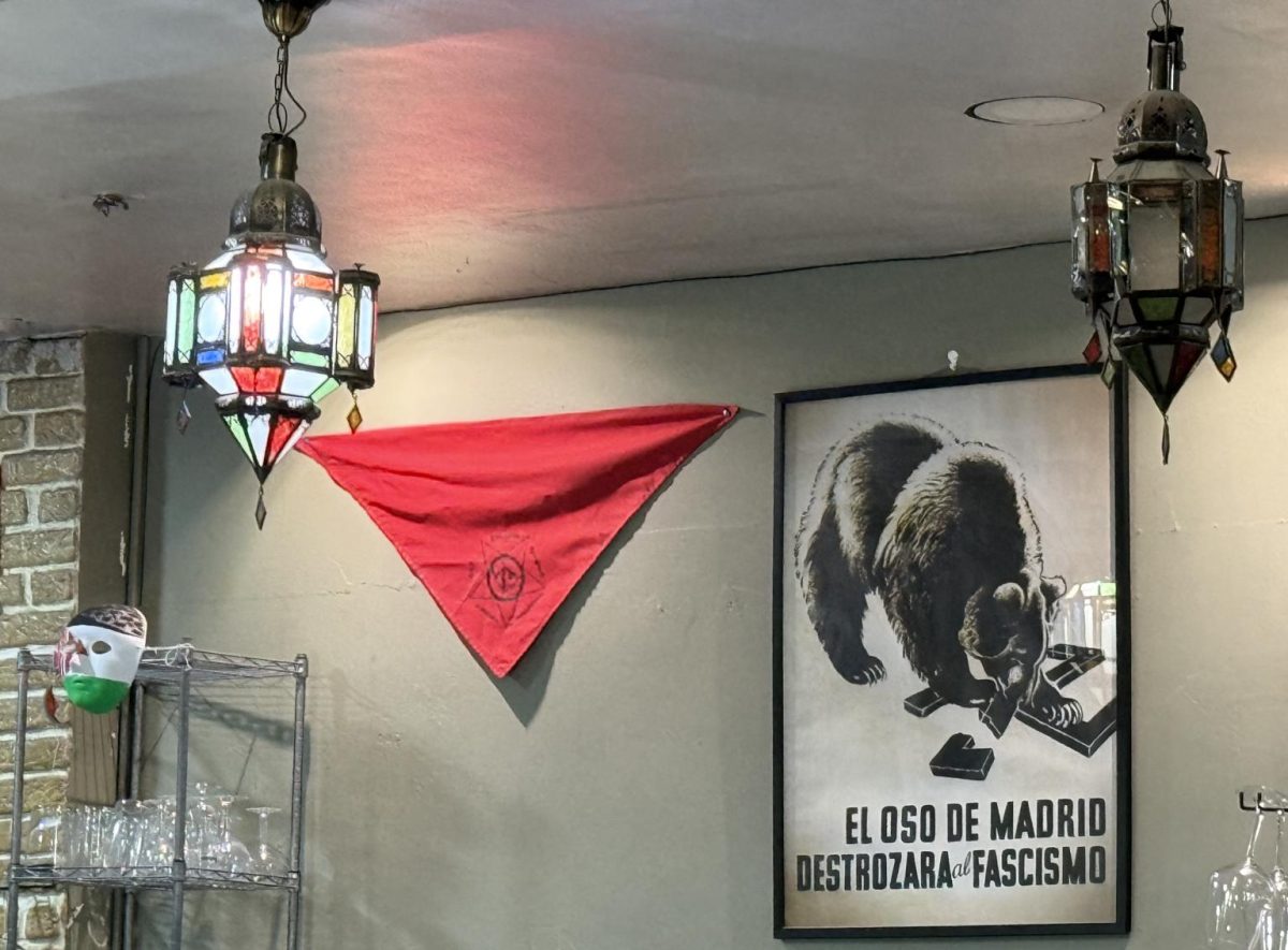 At Iglesias’s Taberna Garibaldi, a Civil-War-era poster reads, “The Madrid bear will destroy facism.”