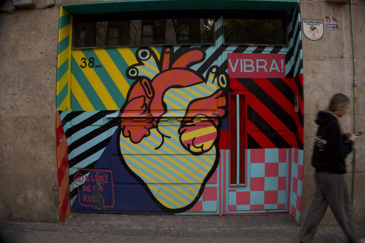 The mural Vibra by Aurillla on Calle Isaac Peral, 38, near Moncloa. It is one of hundreds of murals in Madrid.