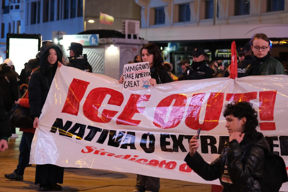 A Spanish student union held a small Anti-ICE demonstration on Jan. 30 in solidarity with protests in the U.S.