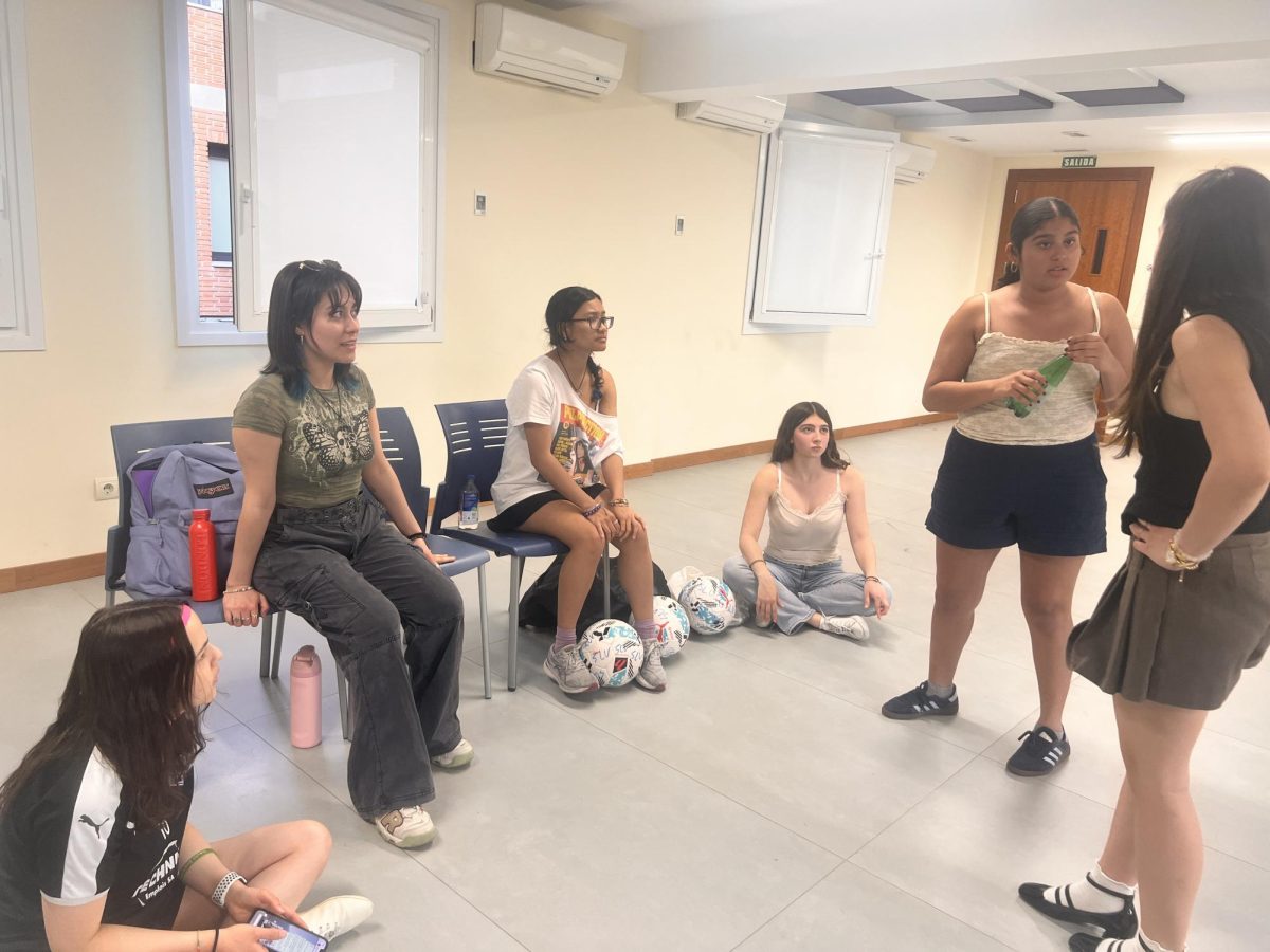 Actors rehearse for the April production of Wolves, about the interpersonal drama that occurs between matches at a high school girls' soccer team.